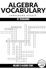 Algebra Vocabulary Crossword Puzzle Algebra Vocabulary Maths Puzzles Algebra