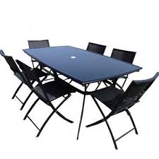 table aluminium 6 chaises noir plateau verre fume noir shiny black table de salon table et chaises de jardin table basse rangement