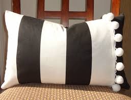 Black And White Striped Lumbar Pillow New Black And White Vertical Stripe Pom Pom Lumbar Pillow Cover 12x18 Lumbar Pillow Cover Vertical Stripe Recover Pillows
