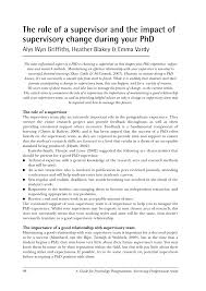 Furthering this interest, my ba thesis, which was supervised by prof. Pdf The Role Of A Supervisor And The Impact Of Supervisory Change During Your Phd