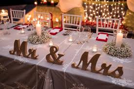 Mr And Mrs Table Sign Wedding Reception Bride And Groom Table Red And White Table Decor Wedding Gold Votive Candles Candle Decor Gold Votive Candle Holders