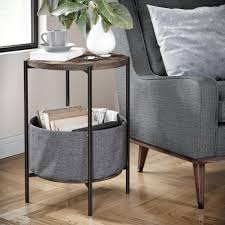 Stella round nesting or stacking coffee table set of 2 wood finish metal frame warm nutmeg black nathan james. Nathan James Oraa Nutmeg And Black Metal Frame Nightstand Or Side Table With Storage Basket 32201 The Home Depot