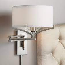Tremont Brushed Nickel Metal Swing Arm Wall Lamp 8k300 Lamps Plus Swing Arm Wall Lamps Wall Lamps Bedroom Plug In Wall Lamp