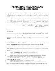 We did not find results for: Draft Perjanjian Pelaksanaan Manajemen Artis Docx Perjanjian Pelaksanaan Manajemen Artis Perjanjian Kerja Sama Ini Selanjutnya Disebut Course Hero