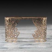 Rose Gold Console Table Glamorous Sideboard Table In Geometric Polished Stainless Steel Base With Marble In 2020 Sideboard Table Console Table Mirrored Console Table