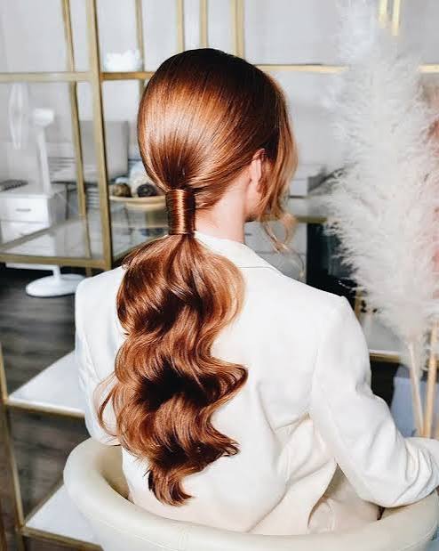 Hair ponytail styles wedding | Glam low ponytail hairstyles, Bridal hair, Red hair