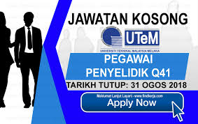It is the pioneer in the use of the practice and application oriented teaching and learning method for tertiary level technical education. Jawatan Kosong Utem Universiti Teknikal Malaysia Melaka 31 Ogos 2018 Applications Are Invited To Qualified Malaysian Citi Malaysia Retail Banking Finance