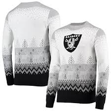 Men S Foco White Las Vegas Raiders Big Logo Knit Ugly Pullover Sweater