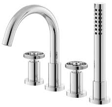 Baths, toilets, basins, taps and other bathroom accessories. Hudson Reed Revolution Industrial 4 Tap Hole Deck Mounted Bath Mixer Tap Tiw334