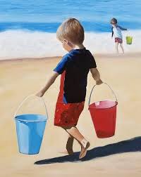 Children Playing On The Beach By Karyn Robinson Kids Playing Beach Painting Beach Play
