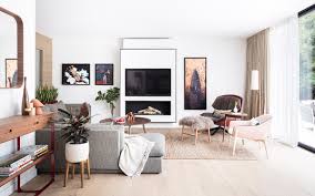 Here you'll find inspiration for a living room on a budget with a mid century modern style. Modern Interior Design London New Home