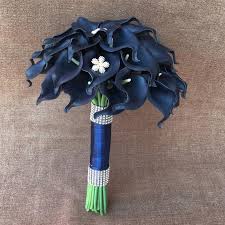 You may want to consider combining navy and white wedding flowers together. Navy Blue Wedding Bouquet Real Touch Calla Lily Bouquet Vanrina