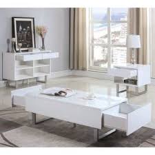Modern Design Glossy White Living Room Table Collection In 2020 White Living Room Tables Coffee Table White White End Tables