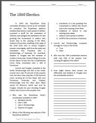 The 1860 Election Free Printable Reading With Questions For High School United States Hist American History Classroom History Classroom Middle School History