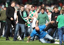 Both sets of fans clash before the game on the 23rd october 2016. Hibs Regret Cup Final Violence After Breaking 114 Year Hoodoo As Com