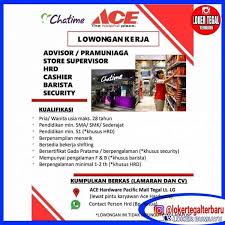 Lowongan Kerja Ace Hardware Paciffic Mall Barista Pendidikan Pria