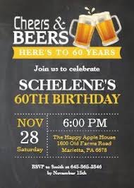 Cheers And Beers 60th Birthday Invitation Card Vintage Birthday Party Invitations 80th Birthday Invitations 21st Birthday Invitations