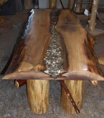 Handcrafted Rustic And Log Tables Stone Inlay Amazing Resin Wood Diy