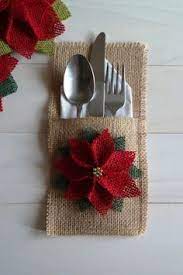 Christmas Silverware Holder Christmas Table Decoration Burlap Cutlery Pocket Rustic Utensil Holder Christmas Crafts Christmas Silverware Holder Christmas Table Decorations