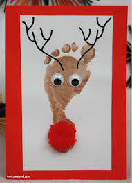 Reindeer Footprint Christmas Cards All You Need Is A Shiny Nose Cute Christmas Cards Diy Christmas Cards Christmas Cards Kids