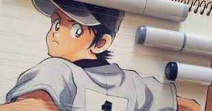 yui on instagram mix 立花投馬 mix ミックス 立花投馬 背番号 1番 野球 投手 アニメ 漫画 模写 コピック アナログ絵 タッチ あだち充 落書き animeart mangaart copic co アナログ 絵 イラスト 書き方