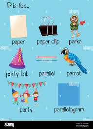 P · pachycephalosaurus · pacific ocean · package · padlock · paddle · pail · paintbrush · painted lady Different Words Begin With Letter P Stock Vector Image Art Alamy