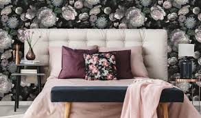 The beautiful settee is vintage while the bed is custom. Best Wallpaper Patterns For Small Rooms Small Space Living