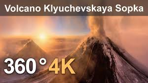 360 Eruption Of Volcano Klyuchevskaya Sopka Kamchatka Russia 4k Aer Aerial Video Volcano Aerial