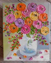 Corals And Pink Mixed Ranunculus Oil Impasto Painting Ranunculus Floral Painting Floral Painting Simple Oil Painting Flower Painting