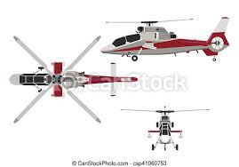 Download The Helicopter In Three Views Top View Side Front Realistic Image Of Helicopter On White Background Vector Illustration Canstock