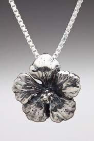 Sterling Silver Hibiscus Necklace Hawaiian Flower Necklace Etsy Silver Silver Flower Necklace Necklace