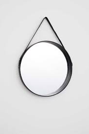 Check spelling or type a new query. Black Large Round Mirror With A Leather Frame Loop At Back For Hanging Screws Not Included Diameter Of Mirr Leather Mirror Black Round Mirror Black Mirror