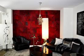 Boho style bedroom interior with olive color walls and two leather ottomans. Klad Luxury Leather Wall In Our Hair Parlor Collection Modern Living Room Chicago By Keleen Leathers Inc