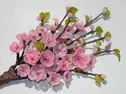 Cherry Blossom French Beaded Flower Arrangement Bouquet Beaded Flowers French Beaded Flowers Seed Bead Flowers