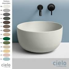 Les couleurs primaires s'y retrouvent au nombre de trois : Vasque Ronde A Poser O45xh24 Cm Design Era Ceramique Couleur Cielo