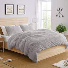 The best down and down alternative comforters for your bed, including machine washable duvets 9 best comforters to keep you cozy all night long. Sweet Jojo Designs Grey Boho Faux Fur 3pc Queen Size Duvet Comforter Cover Bedding Set Gray Fuzzy Plush Shaggy Fluffy Luxury Overstock 30687136