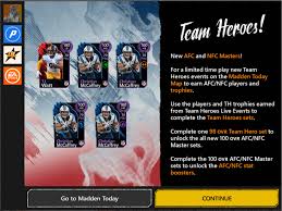 Afc (american football conference) and nfc (national football conference) both are the two divisions that collectively make up the nfl (national football league). Madden Mobile Gridiron Notizen Team Heroes Ultimate Legends Und Der Loginkalender