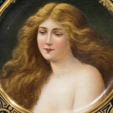 Sold at Auction: A Vienna style luster decorated porcelain portrait cabinet  plate of a beauty