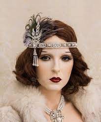 Silver Flapper Headband With Peacock Feathers Great Gatsby Etsy Headband Hairstyles Gatsby Hair Flapper Makeup