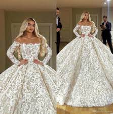 Luxury Lace Ball Gown Wedding Dresses With Feathers Backless Long Sleeve Bridal Gowns Plus Size Dubai Arab Wedding Dress Custom Cheap Wedding Dresses Plus Size Long Sleeve Bridal Gown Wedding