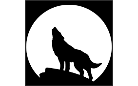 Mountain landscape with falling snow,. Wolf With Moon Silhouette Free Dxf File For Free Download Vectors Art