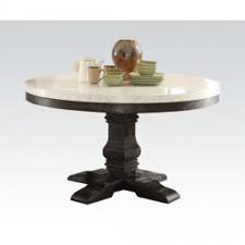 Nothing is more refreshing than the cool white tones of the genuine marble top paired with the shiny conical chrome legs. Acme Nolan Round Dining Table In White Marble Weathered Black 72845 By Dining Rooms Outlet
