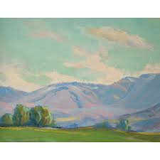 Glassy Lake and Purple Mountain Landscape by Horace Shaw