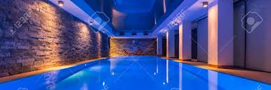 Panorama Of Elegant Swimming Pool With Decorative Led Lights Stock Photo Picture And Royalty Free Image Image 90078116