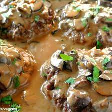 Easy Salisbury Steak Bake Recipe Yummly Recipe Easy Salisbury Steak Easy Steak Recipes Salisbury Steak