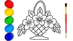 Here are easy drawing tutorials with free printable guides. Glitter Flower Baskets Drawing And Coloring Pages Youtube