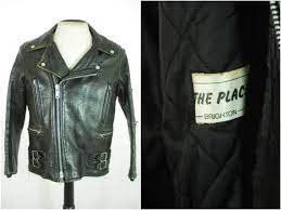 Vintage 80 S Distressed British Black Leather Motorcycle Cafe Racer Biker Jacket By The Place Brighton Xs Vintage Leather Jacket Black Leather Jackets