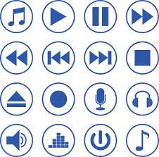 Multimedia Media Player Video Web Movie Vector Button Interface Play Music Pause Audio Volume Sound Control Design Vector Music Logo Color Set