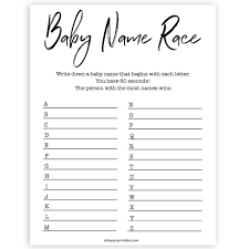 Baby Name Race Game Printable Gender Neutral Baby Games Ohhappyprintables