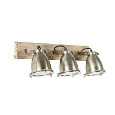 Blake Applique Triple En Manguier Et Metal Brosse H19 X L58 X P23 5 Cm 3 56 Kg Maisons Du Monde 139 Brushed Metal Wall Lamp I Love Lamp